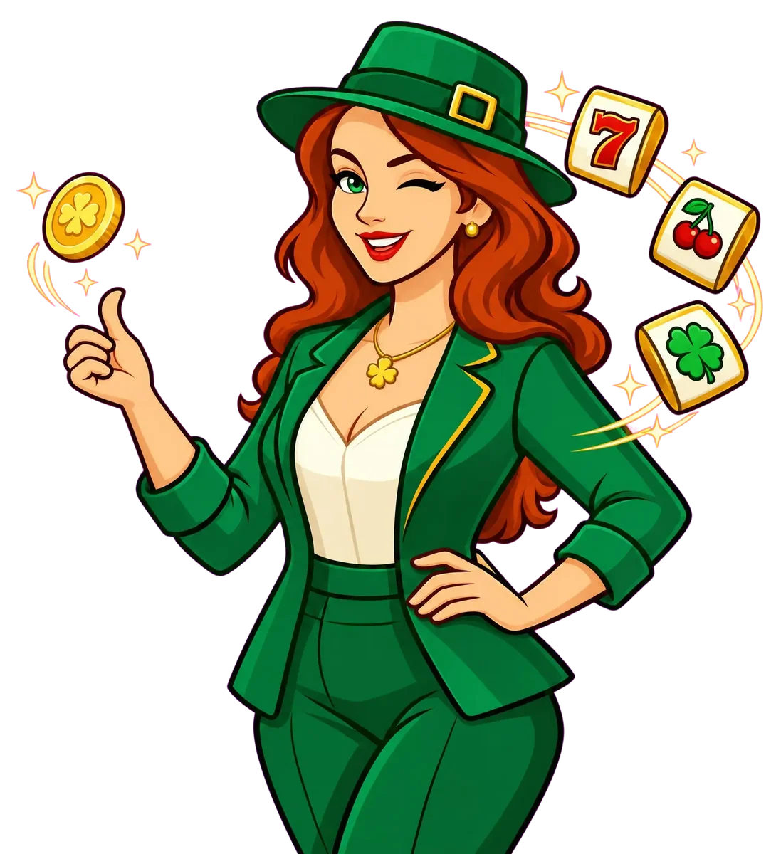 Lucky Mary flicking a spinning coin